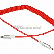 Аудиокабель AUX 3.5 мм шнур спираль 1 м красный