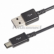 USB кабель miniUSB длинный штекер 1 м черный