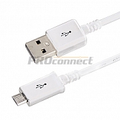 USB кабель microUSB длинный штекер 1 м белый REXANT