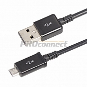 USB кабель microUSB длинный штекер 1 м черный REXANT