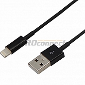 USB кабель для iPhone 5/6/7 моделей шнур 1 м черный REXANT