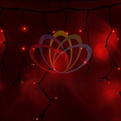 Гирлянда Айсикл (бахрома) светодиодный, 4,0 х 0,6 м, черный провод "КАУЧУК", 230 В, диоды красные, 128 LED NEON-NIGHT