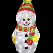 Акриловая светодиодная фигура "Снеговик с шарфом" 30 см, 40 светодиодов, IP 65, понижающий трансформатор в комплекте, NEON-NIGHT