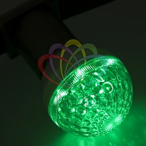 Лампа шар e27 10 LED  Ø50мм  зеленая 24В (постоянное напряжение)