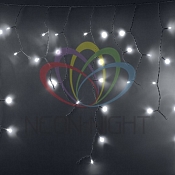 Гирлянда Айсикл (бахрома) светодиодный, 2,4х0,6м, эффект мерцания, белый провод, 230 В, диоды БЕЛЫЕ, 88 LED NEON-NIGHT