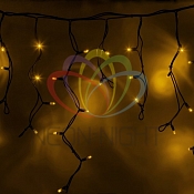 Гирлянда Айсикл (бахрома) светодиодный, 4,0 х 0,6 м, черный провод "КАУЧУК", 230 В, диоды желтые, 128 LED NEON-NIGHT