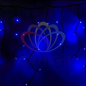 Гирлянда Айсикл (бахрома) светодиодный, 5,6 х 0,9 м, черный провод "КАУЧУК", 230 В, диоды синие, 240 LED NEON-NIGHT