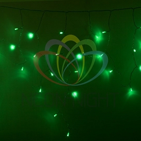 Гирлянда Айсикл (бахрома) светодиодный, 2,4 х 0,6 м, прозрачный провод, 230 В, диоды зелёные,  88 LED NEON-NIGHT