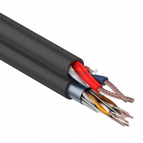 Мульти-кабель FTP 4PR, 24AWG, CAT5e+2х0,75 мм² (бухта 200 м) черный REXANT
