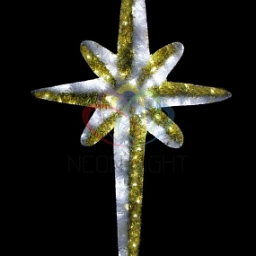 Фигура "Звезда 8-ми конечная",  LED подсветка  высота 180см, бело-золотая  NEON-NIGHT