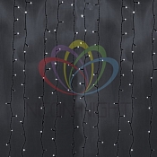 Гирлянда "Светодиодный Дождь" 2х6м, постоянное свечение, черный провод, 230 В, диоды БЕЛЫЕ, 1140 LED
