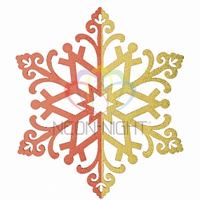 Елочная фигура "Снежинка сказочная"  40 см, цвет красный/золотой
