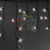 Гирлянда Айсикл (бахрома) светодиодный, 2,4 х 0,6 м, черный провод, 230 В, диоды белые, 88 LED NEON-NIGHT