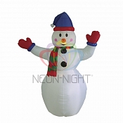 3D фигура надувная "Снеговик с шарфом", размер 180 см, внутренняя подсветка 2 LED, компрессор с адаптером 12В, IP 65  NEON-NIGHT