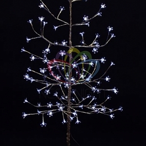 Дерево комнатное "Сакура", ствол и ветки фольга, высота 1.5 метра, 120 светодиодов белого цвета, трансформатор IP44  NEON-NIGHT