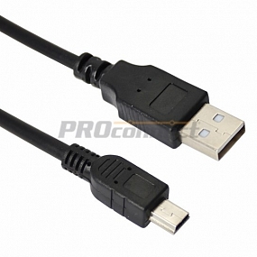 Кабель USB (шт. mini USB - шт. USB A) 0.2 метра, черный REXANT